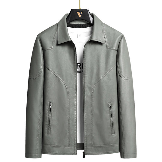 Herren Elegante Kunstlederjacke Shop Nory