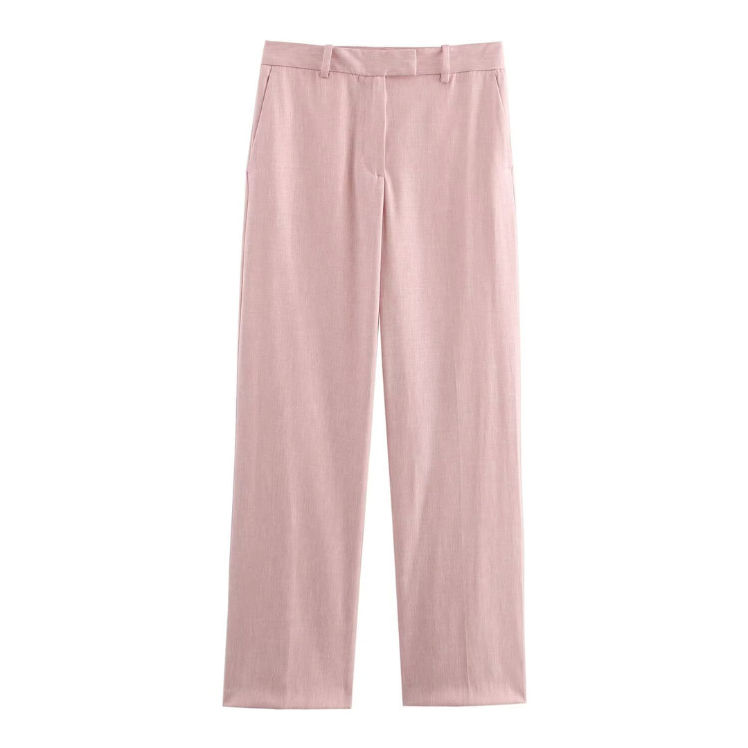 Damen Weite High‑Waist Stoffhose im Leinenlook mit geradem Bein Shop Nory