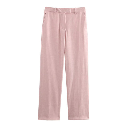 Damen Weite High‑Waist Stoffhose im Leinenlook mit geradem Bein Shop Nory