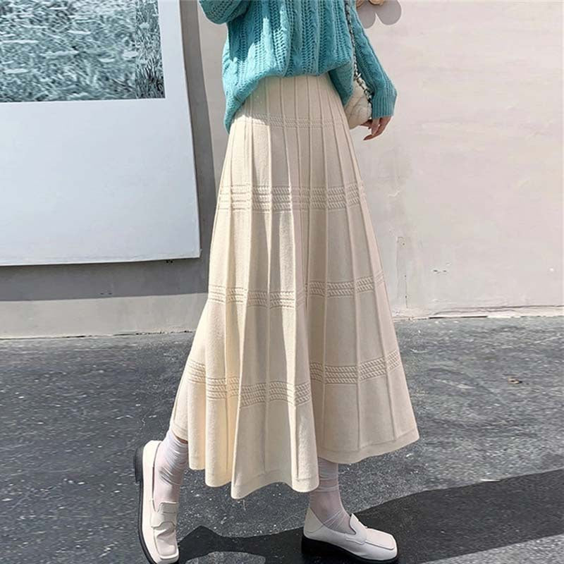 Damen Eleganter Strick-Maxirock Shop Nory