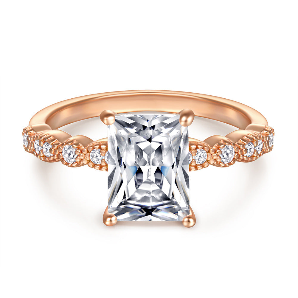 Damen Eleganter Verlobungsring mit quadratischem Diamant und filigranem Design Shop Nory