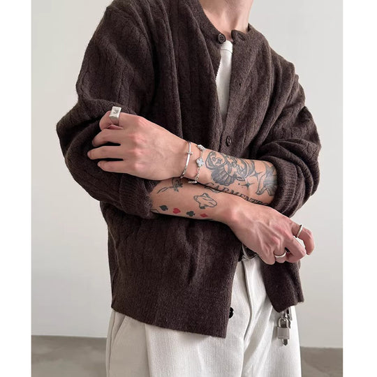 Herren Gemütlicher Strickjacke mit Knopfleiste Shop Nory