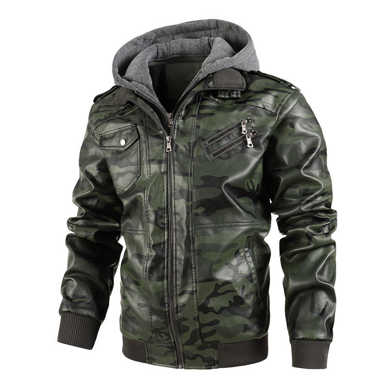 Herren Modische Kunstlederjacke im Military-Stil Shop Nory