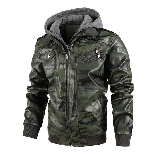 Herren Modische Kunstlederjacke im Military-Stil Shop Nory