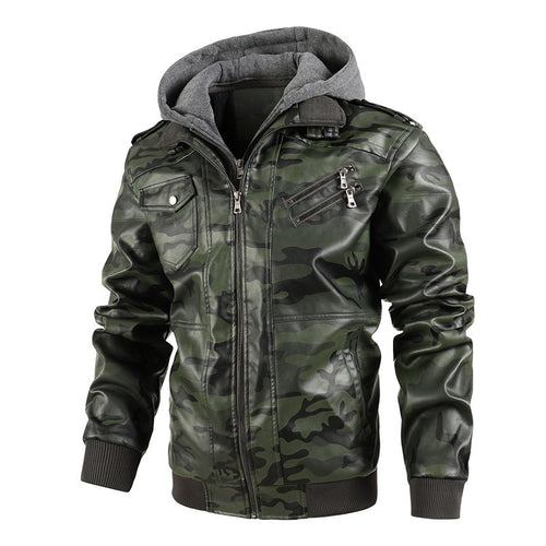 Herren Modische Kunstlederjacke im Military-Stil Shop Nory
