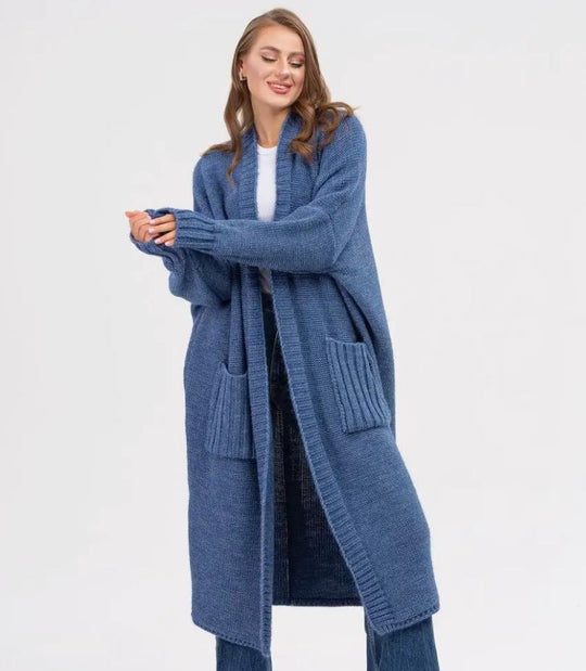 Damen Gemütlicher Strickmantel mit großen Taschen und oversized Schnitt