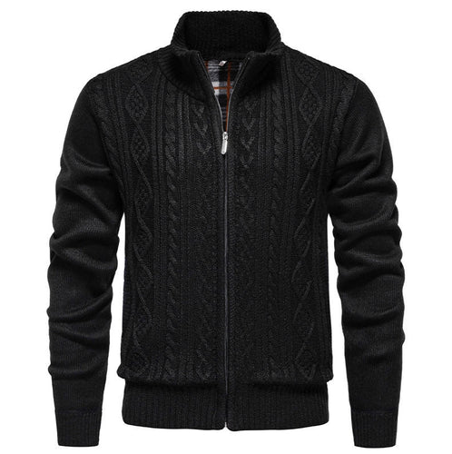 Herren Strickjacke mit hohem Kragen und Reißverschluss