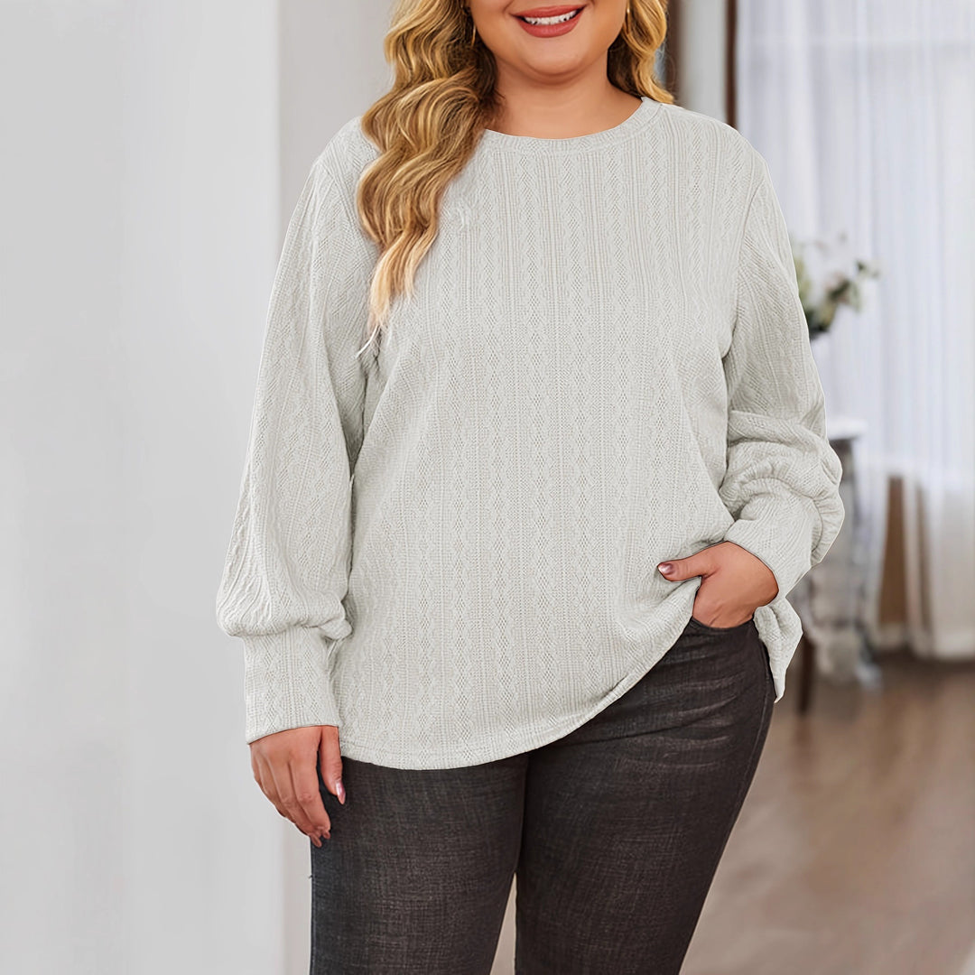 Damen Texturierter Oversize-Strickpullover mit Rundhalsausschnitt und Ballonärmeln Shop Nory