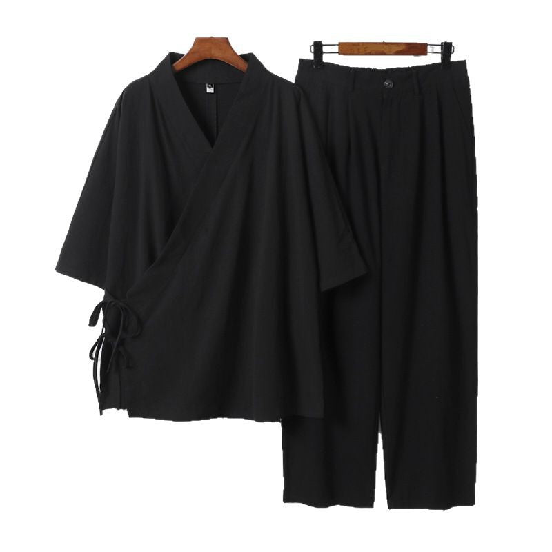 Unisex Kimono-Freizeit-Set mit Wickeloberteil und elastischer Bundhose Shop Nory