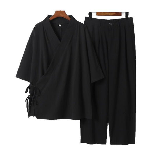 Unisex Kimono-Freizeit-Set mit Wickeloberteil und elastischer Bundhose Shop Nory