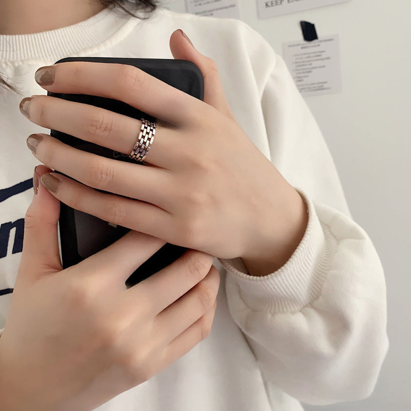 Damen Stilvoller Verstellbarer Ring aus Edelstahl Shop Nory
