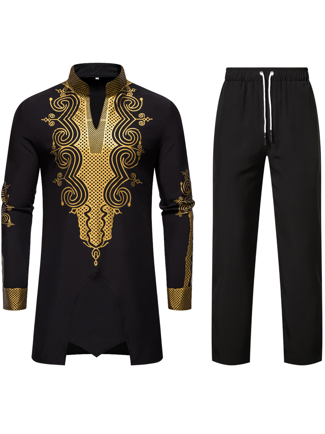 Herren Traditionelles besticktes Tunika‑Set mit Mandarinkragen und elastischer Hose Shop Nory