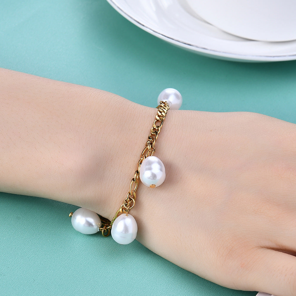 Damen Armband mit Perlenanhängern und elegantem Kettendesign Shop Nory