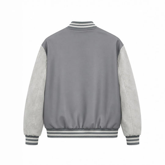 Herren Collegejacke im Letterman‑Style mit Kunstlederkörper und Veloursärmeln Shop Nory