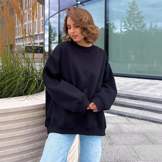 Damen Oversized Sweatshirt im lässigen Stil mit übergroßen Ärmeln und elastischen Bündchen