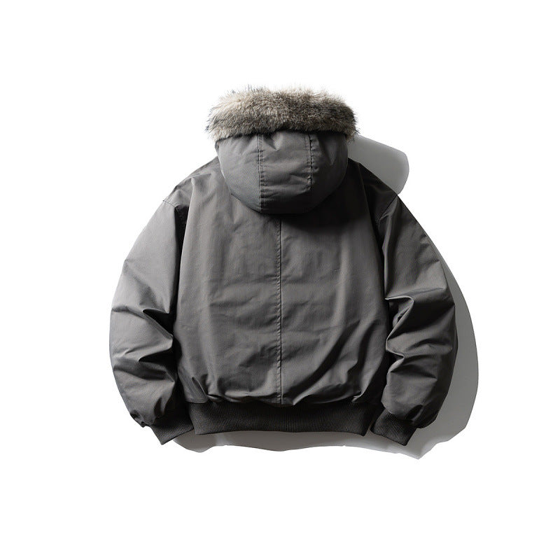 Herren Gefütterte Winterbomberjacke mit Kapuze und Kunstfellbesatz Shop Nory