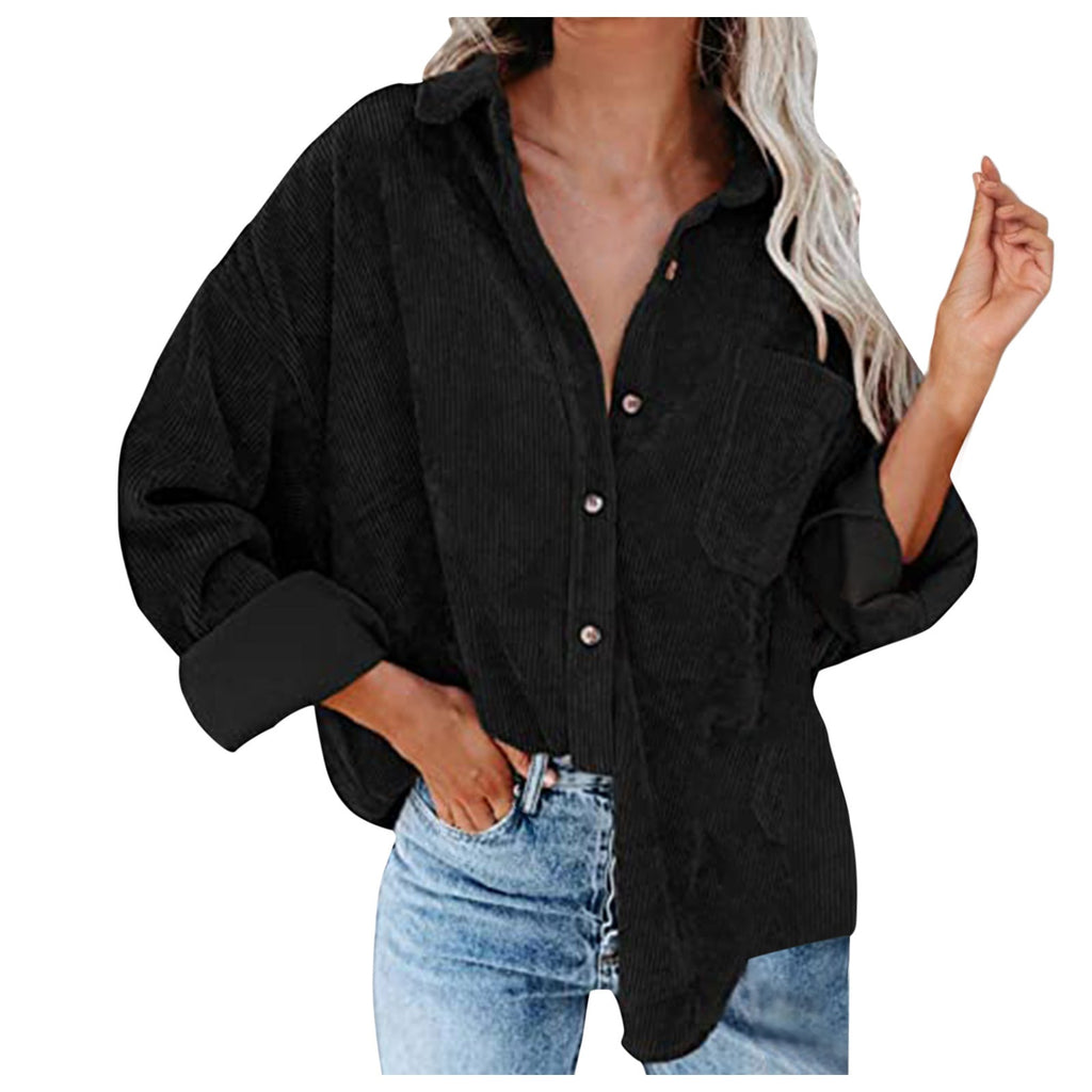 Damen Übergroße Kordbluse