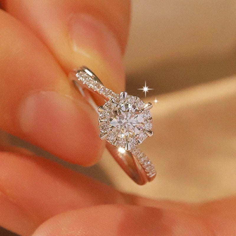 Damen eleganter geschwungener Verlobungsring mit Zirkonia Shop Nory