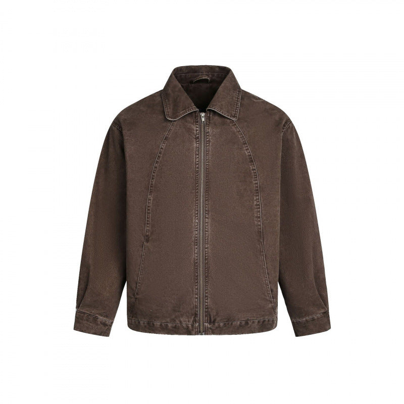 Herren Oversized Canvas-Jacke mit Hemdkragen, Raglannähten und durchgehendem Reißverschluss Shop Nory