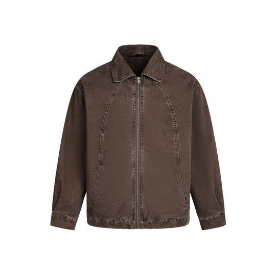 Herren Oversized Canvas-Jacke mit Hemdkragen, Raglannähten und durchgehendem Reißverschluss Shop Nory