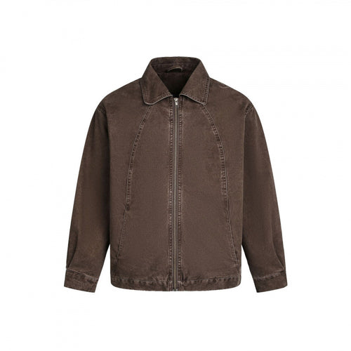 Herren Oversized Canvas-Jacke mit Hemdkragen, Raglannähten und durchgehendem Reißverschluss Shop Nory