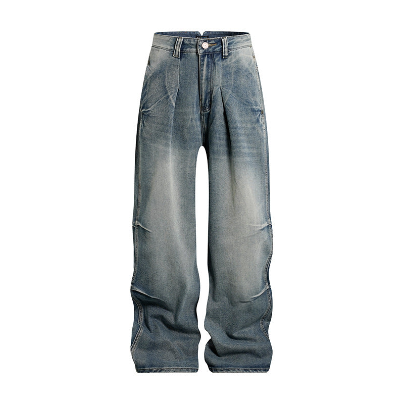 Damen High‑Waist Weite Denim‑Palazzo‑Jeans mit Cargo‑Paspeln und Used‑Waschung Shop Nory
