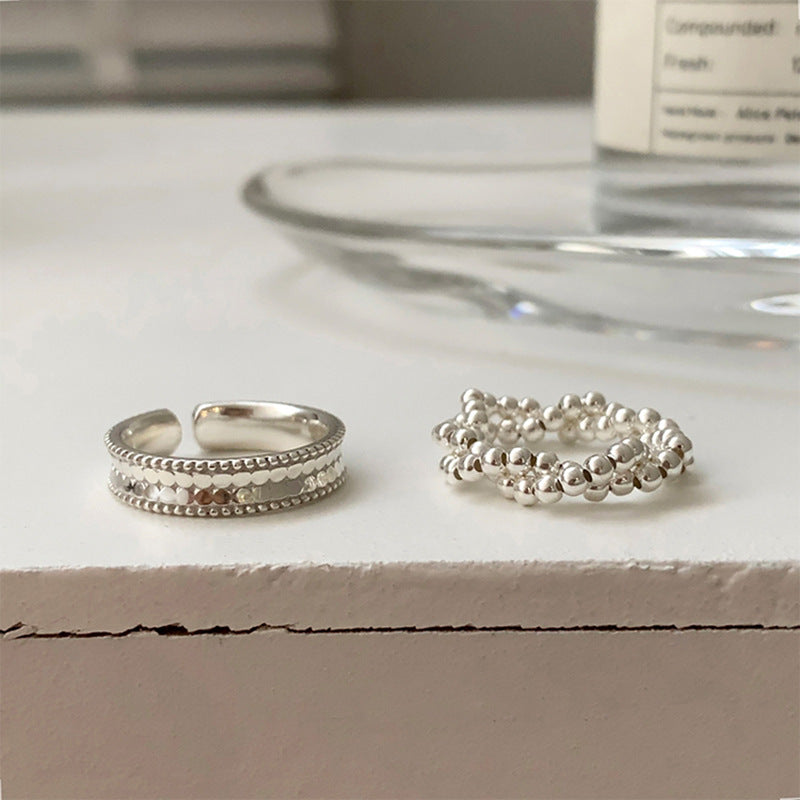 Damen Hochwertiger Silberring mit kunstvoller Textur und modernem Design Shop Nory