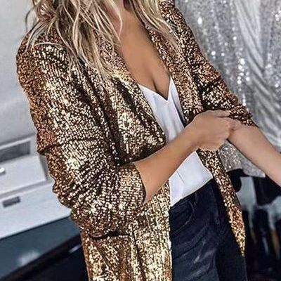 Damen Glitzernde Asymmetrische Blazerjacke mit modernem Schnitt