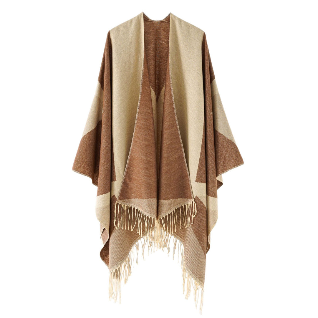 Damen Leichter reversibler Fransen-Umhang aus feiner Wollmischung Shop Nory