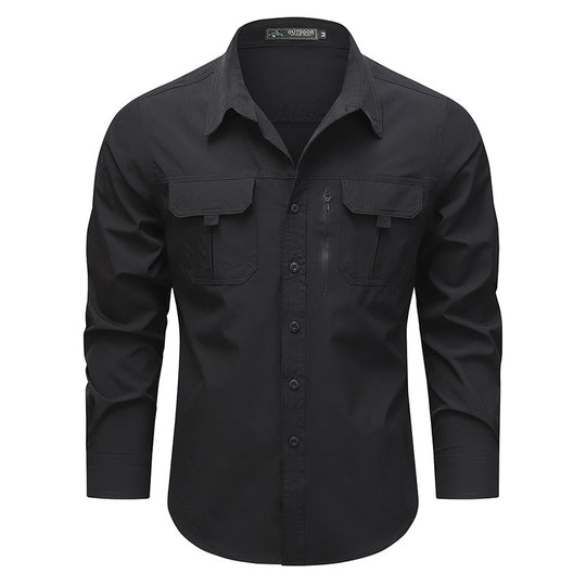 Herren Outdoor-Utility-Hemd mit Mehrfach-Taschen und Reißverschluss Shop Nory