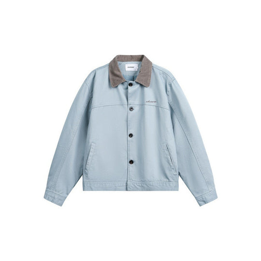 Herren Boxy-Canvas-Jacke mit Cordkragen und verdeckter Knopfleiste Shop Nory