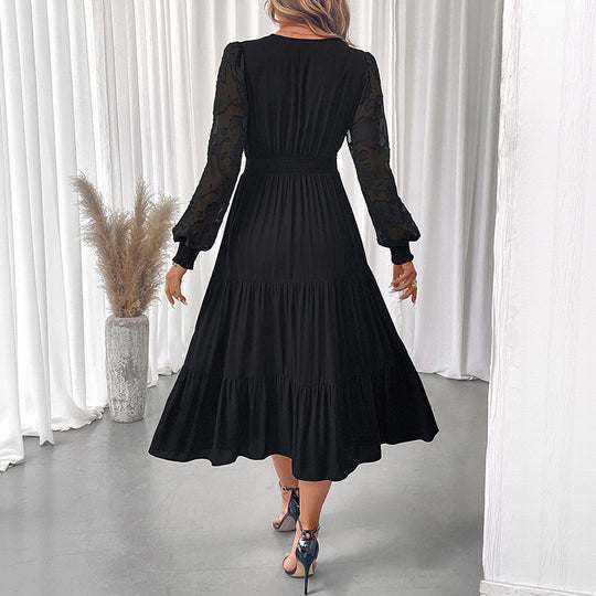 Damen Elegantes Maxikleid mit Spitzenärmeln Shop Nory