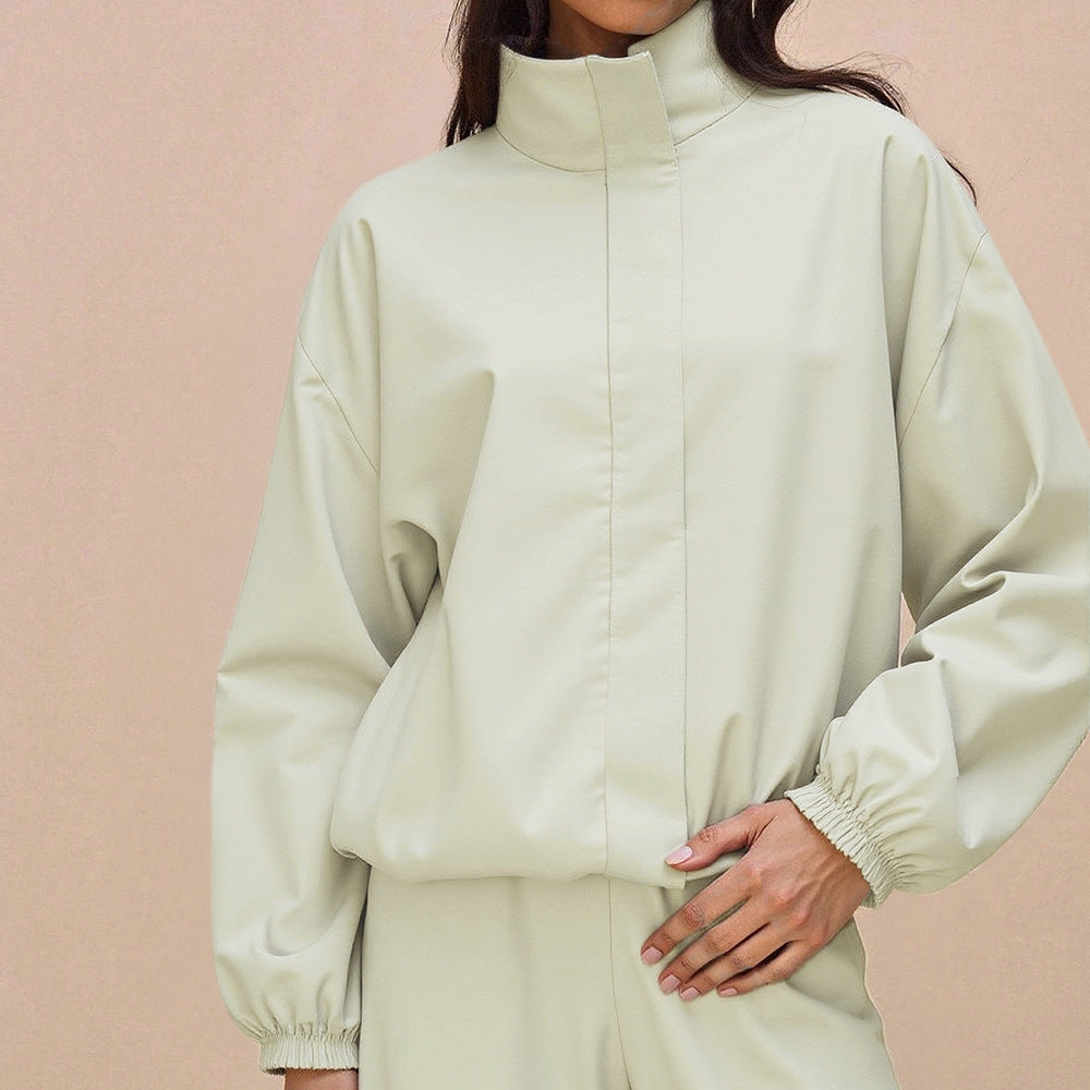Damen Oversize-Trainingsset mit Stehkragen Ballonärmeln und weiten Kordelhosen Shop Nory