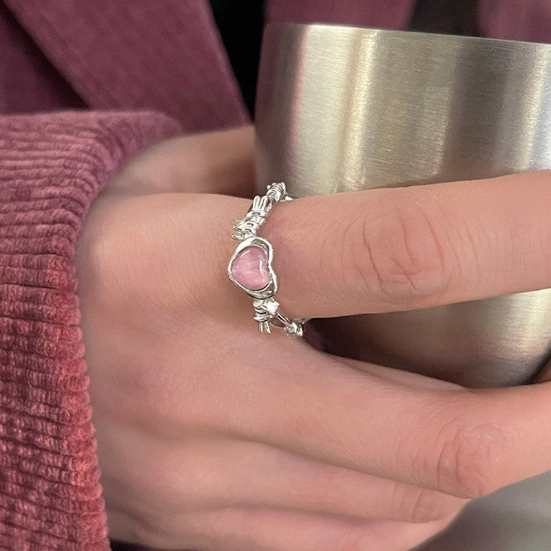 Damen Offener Ring mit herzförmigem Anhänger und funkelnden Akzenten Shop Nory