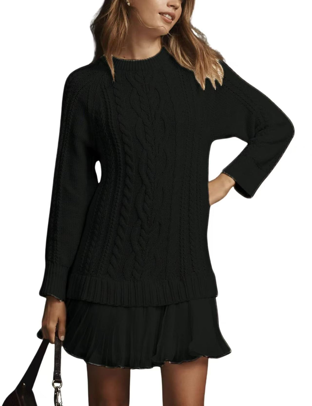 Damen nan Kabelstrick-Pullover mit Tunika-Schnitt, Zopfmuster und Rippbündchen Shop Nory
