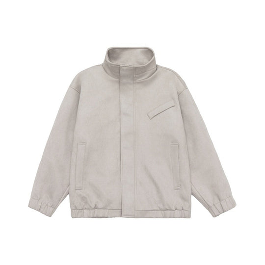 Unisex Kurzgeschnittene Stehkragen-Fleecejacke mit verdeckter Druckknopfleiste Shop Nory