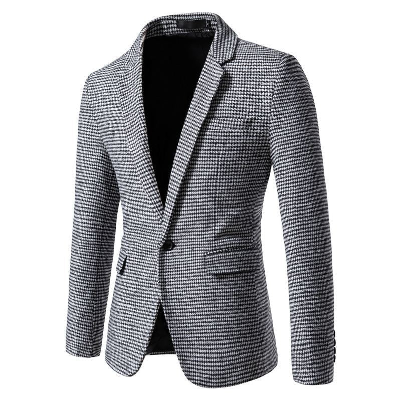 Herren elegante Anzugjacke im klassischen Hahnentritt-Design