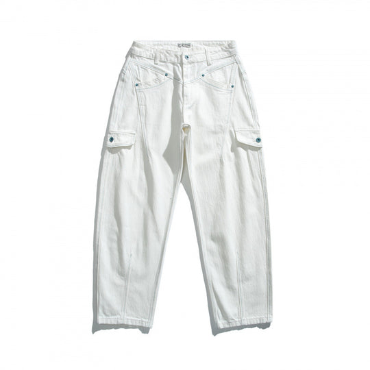 Damen Hochtaillierte Cargo-Hose entspannte Passform mit Klappentaschen und rohem Saum Shop Nory