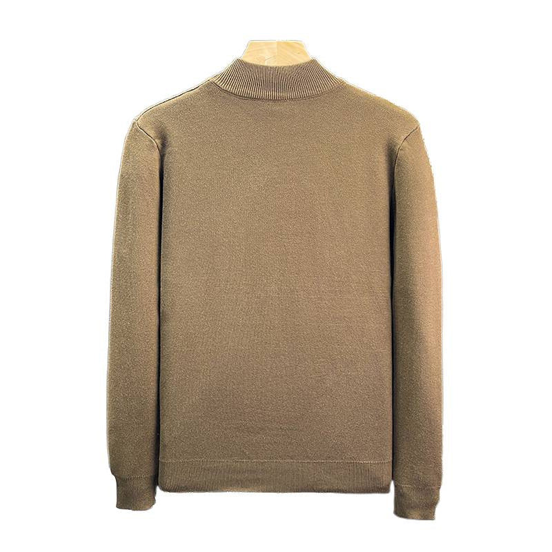 Herren Feinstrick-Pullover mit kurzem Stehkragen und geometrischem Intarsia-Design Shop Nory
