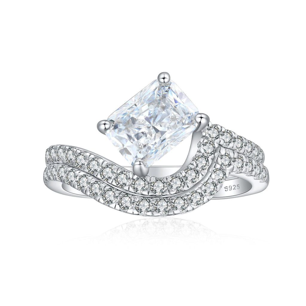 Damen eleganter Ring mit funkelndem Edelstein und Zirkonia-Verzierung Shop Nory