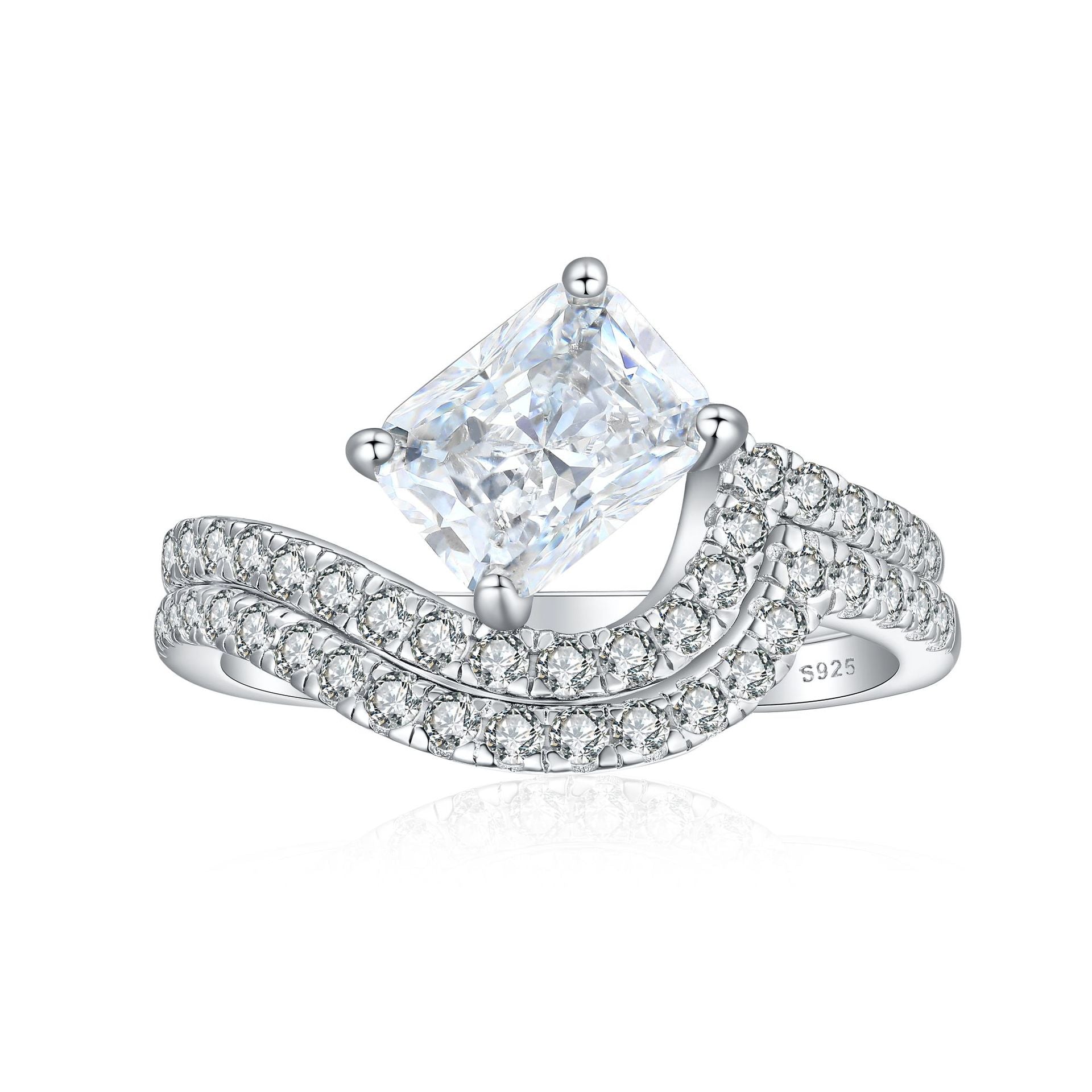 Damen eleganter Ring mit funkelndem Edelstein und Zirkonia-Verzierung Shop Nory