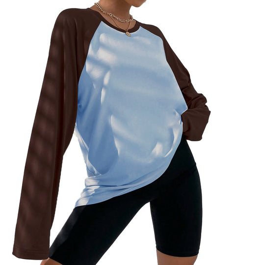 Damen oversized Raglan-Langarmshirt mit weitem Glockenärmel lässiger Silhouette und sportiver Crew-Neck Shop Nory