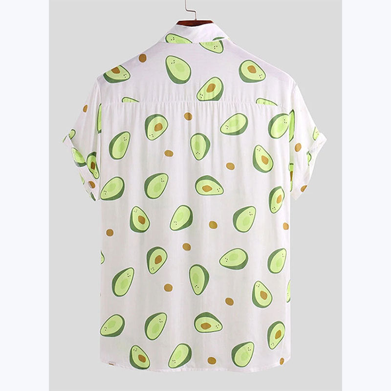 Herren Kurzarmhemd mit frischem Avocado-Muster