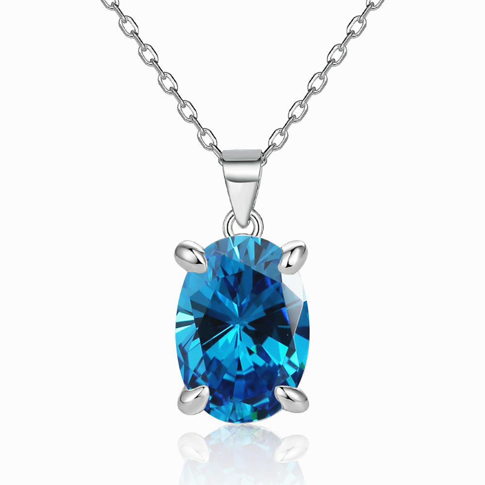 Damen Anhänger-Halskette mit ovalem, tiefgrünen Edelstein und hochwertiger Silberfassung Shop Nory