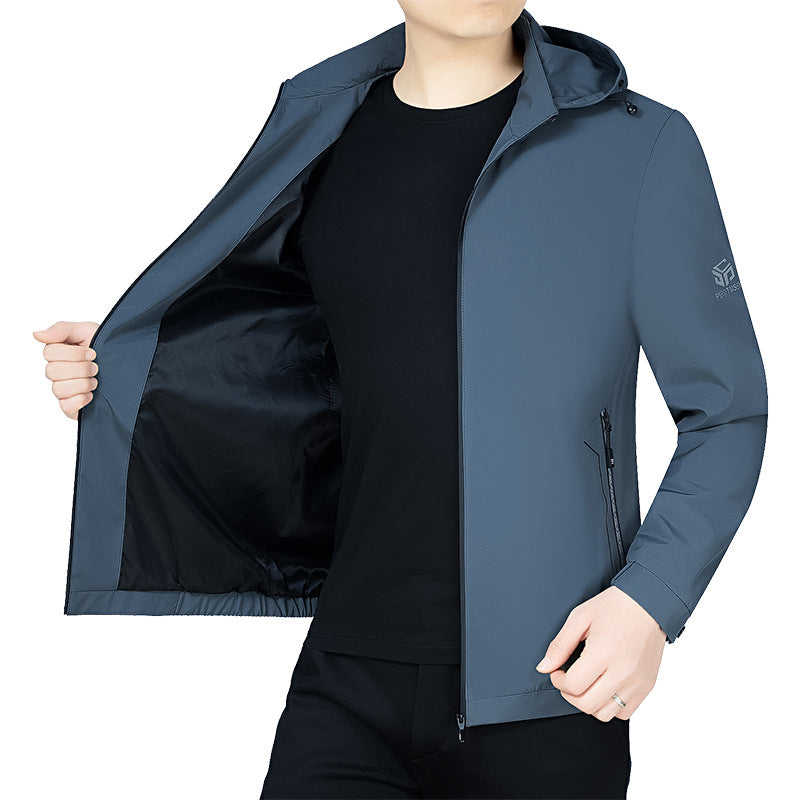 Herren Leichte Kapuzenjacke im urbanen Travel-Style mit Dreiviertelärmeln Shop Nory