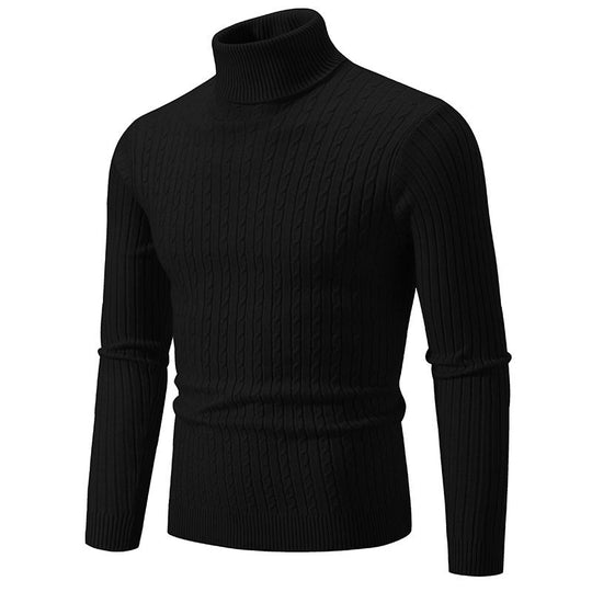 Herren nan taillierter Rollkragenpullover aus feinem Feinstrick mit geripptem Kragen