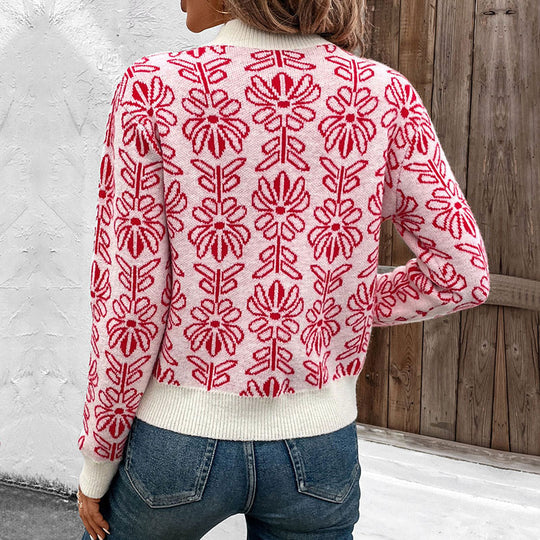 Damen GShop Norylümter Jacquard-Strickpullover mit Rundhalsausschnitt und gerippten Bündchen Shop Nory