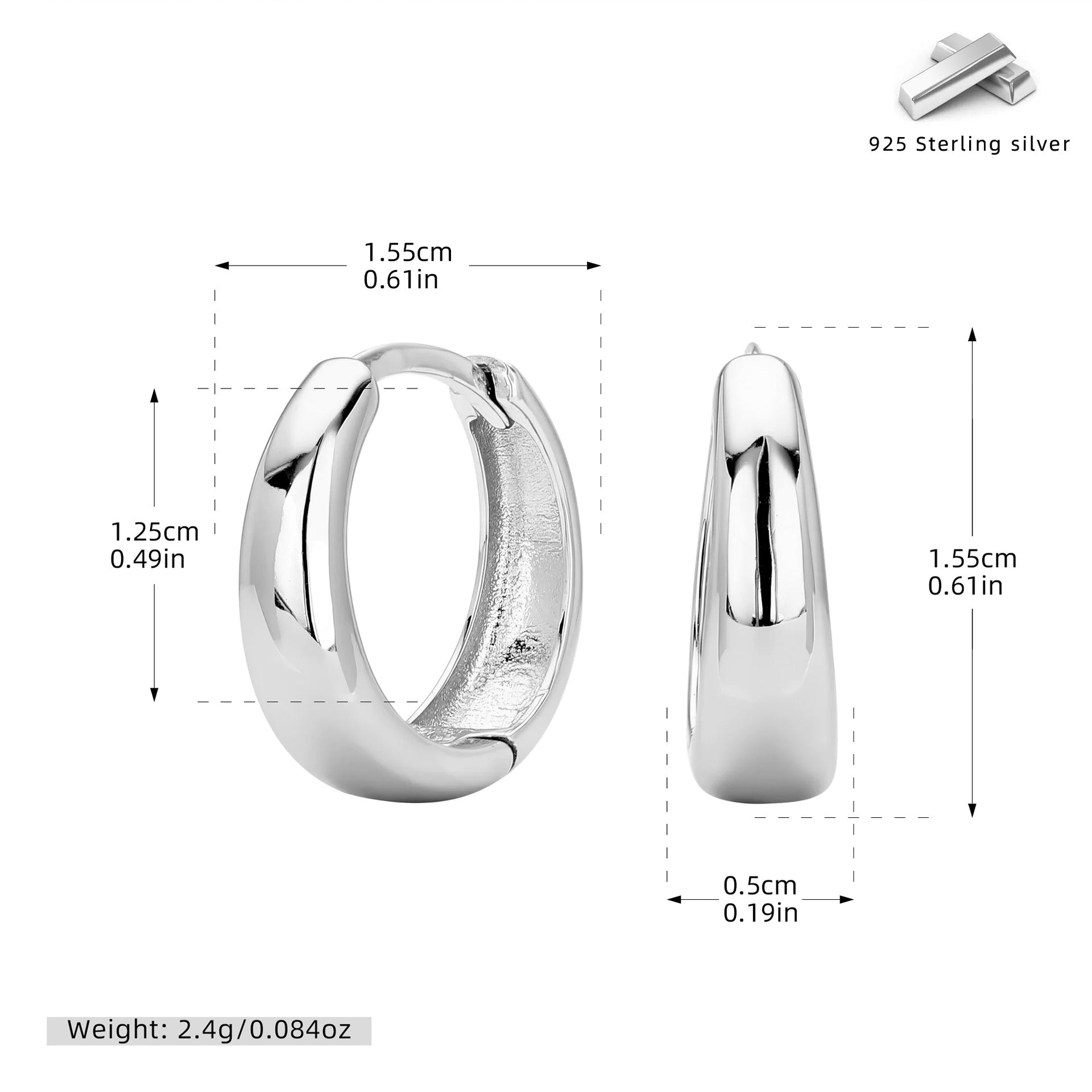 Damen Creolen mit elegantem geschwungenen Design aus 925 Sterling Silber Shop Nory