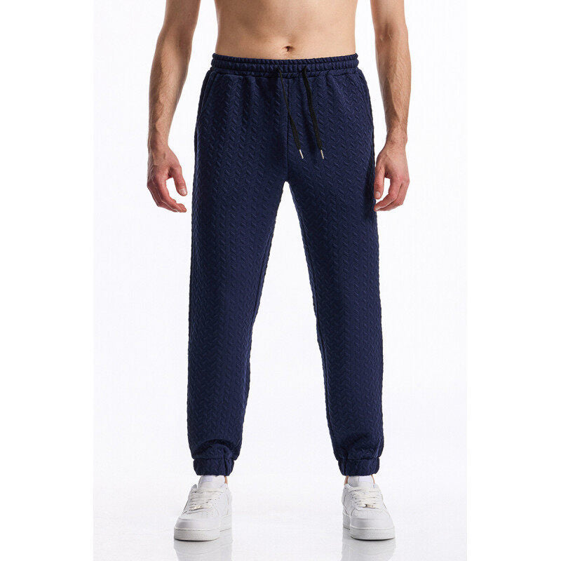 Herren Texturierte Freizeit-Jogginghose mit Elastikbund, Kordelzug und gerippten Bündchen Shop Nory