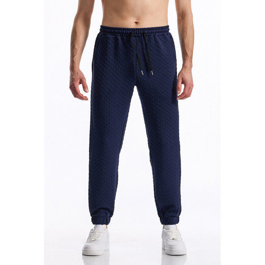 Herren Texturierte Freizeit-Jogginghose mit Elastikbund, Kordelzug und gerippten Bündchen Shop Nory